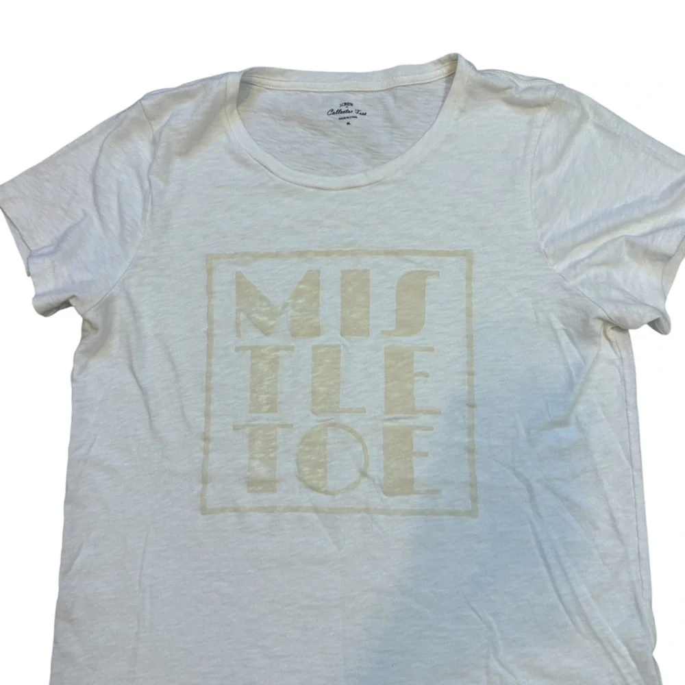 J. Crew Mistletoe Cream Collector Crew Tee 100% Cotton Size XL
